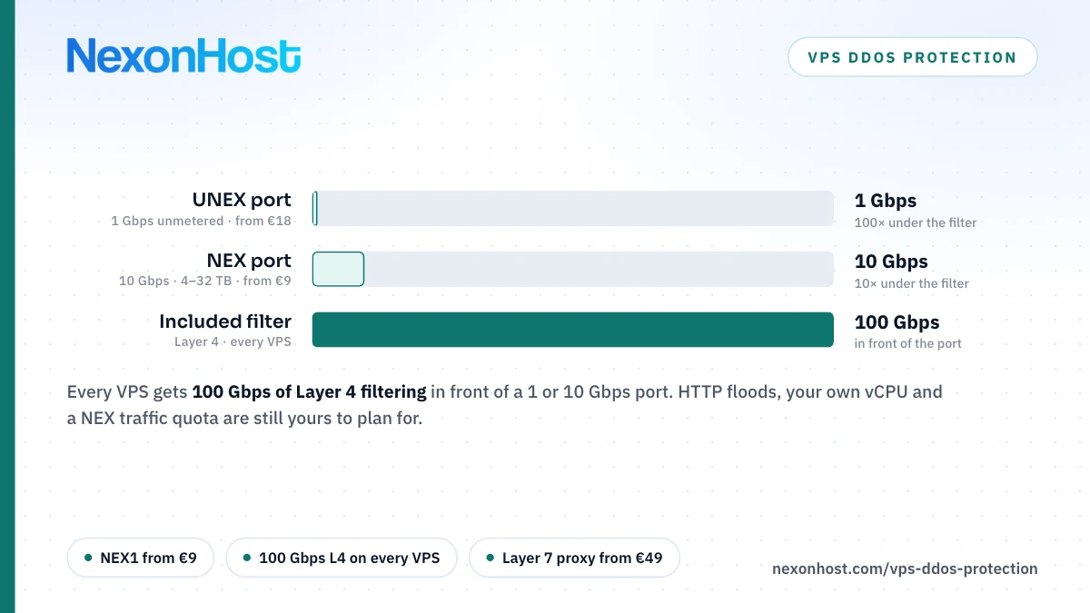 VPS DDoS Protection: What a 100 Gbps Filter in Front of a 1 or 10 Gbps Port Means