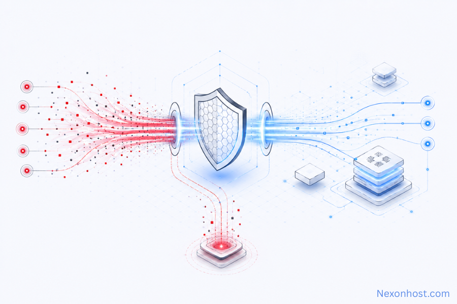Cloudddos Alternatives: Europe DDoS Servers 4 DDoS protection Europe traffic filtering diagram for protected servers