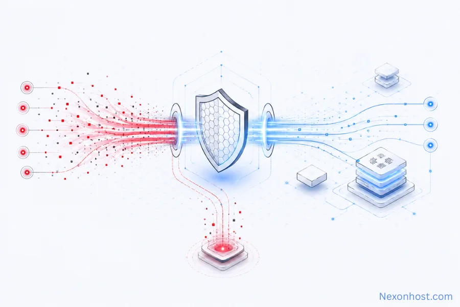 DDoS protection Europe traffic filtering diagram for protected servers
