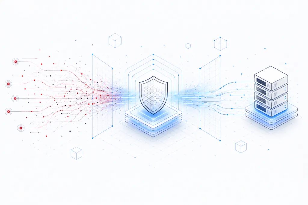 DDoS filtering flow for a dedicated server with DDoS protection